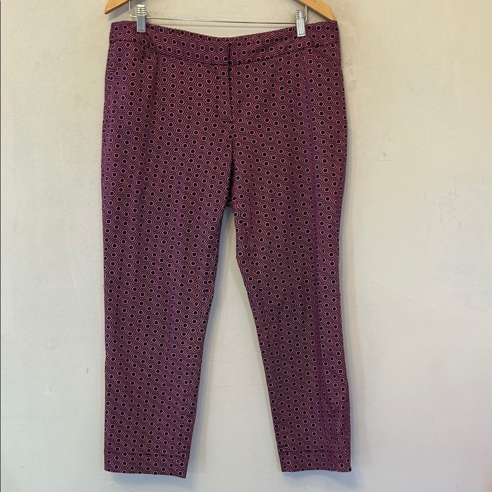 Laundry by Shelli Segal pink navy Patterned Pants Size 12 EUC